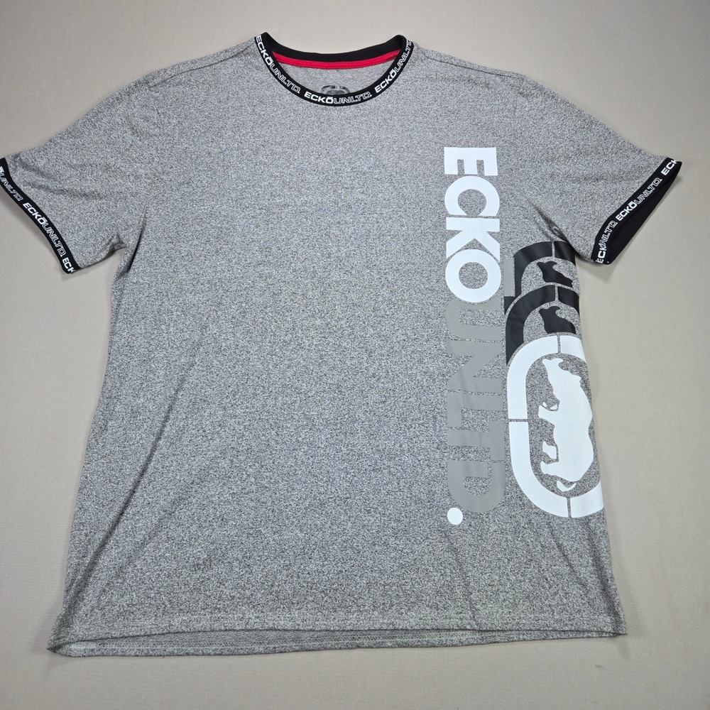 Ecko Unltd‎ Mens Graphic T Shirt Gray Rhino Logo Double Size 2XL 2T